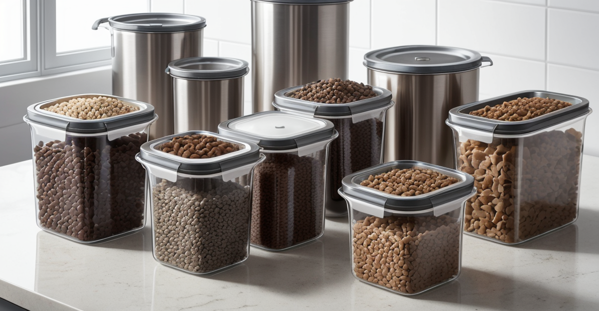 Airtight dog food storage containers keeping kibble fresh and pests out