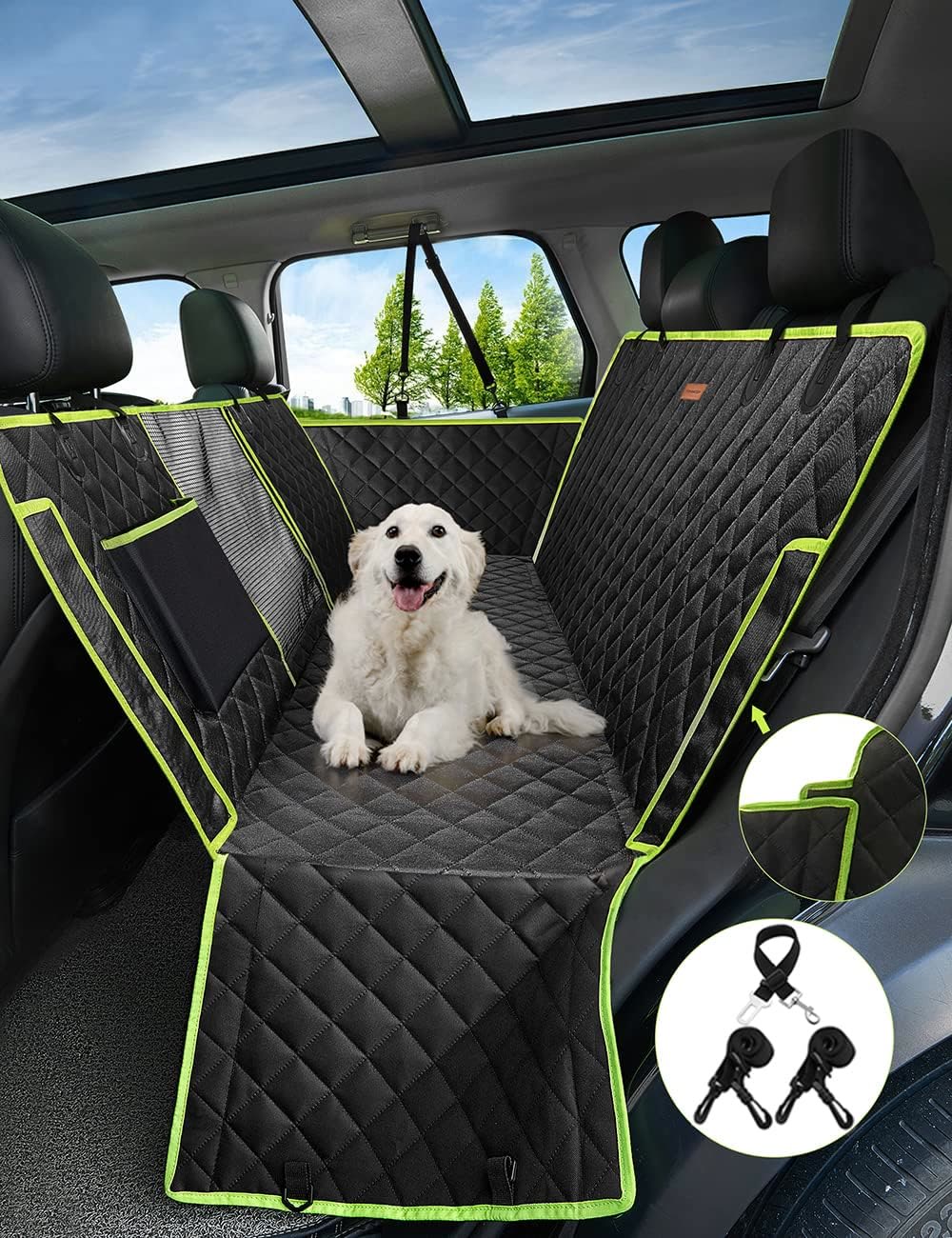 Waterproof dog hammock seat cover with door panel protectors