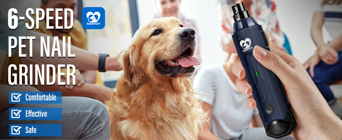 Casfuy 6-speed dog nail grinder with LED light and USB charging