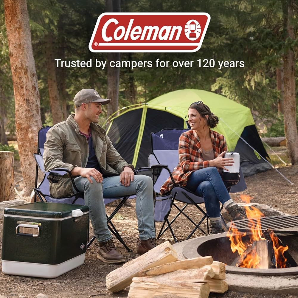 Coleman Portable Camping Chair with built-in cooler in armrest