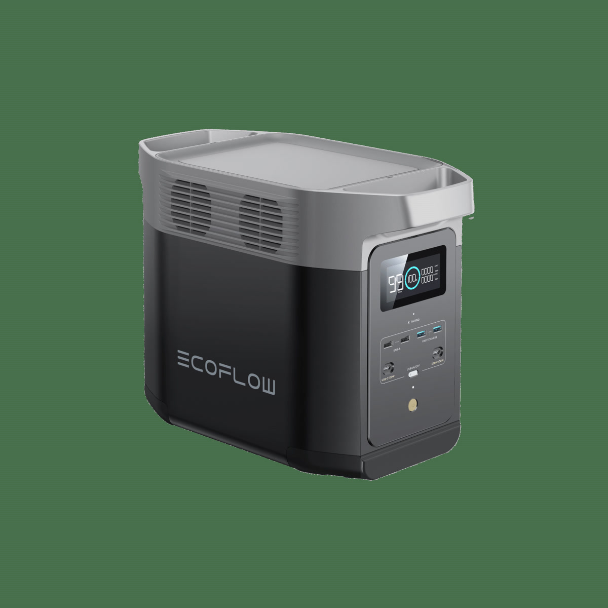 EcoFlow Delta 2 portable power station showing AC and USB ports