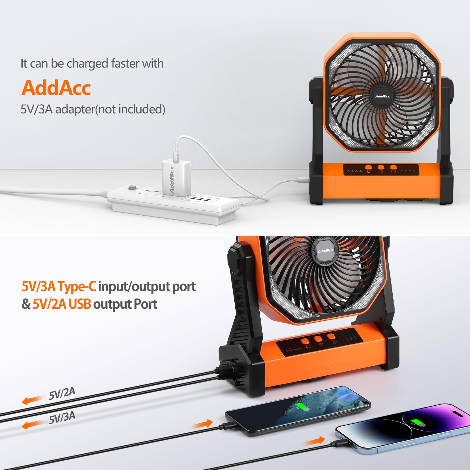 AMACOOL 20000mAh rechargeable camping fan product photo