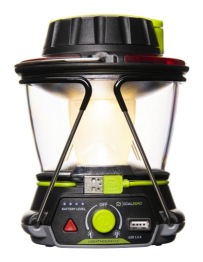 Goal Zero Lighthouse 600 camping lantern with hand crank and USB charging