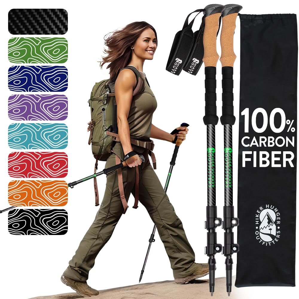 Hiker Hunger Carbon Fiber trekking poles with cork grips