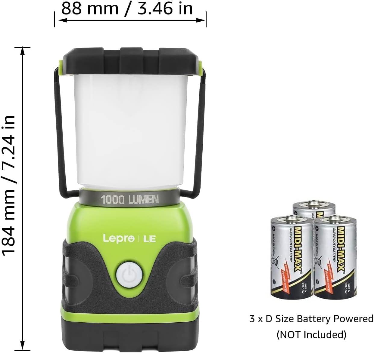 LE 1000LM LED camping lantern with 1000 lumen output and water resistant construction