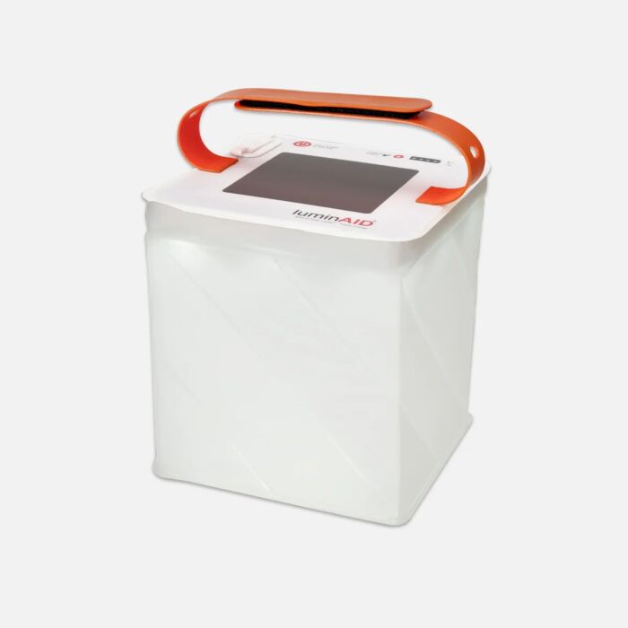 LuminAid PackLite Max solar inflatable lantern that collapses flat for packing