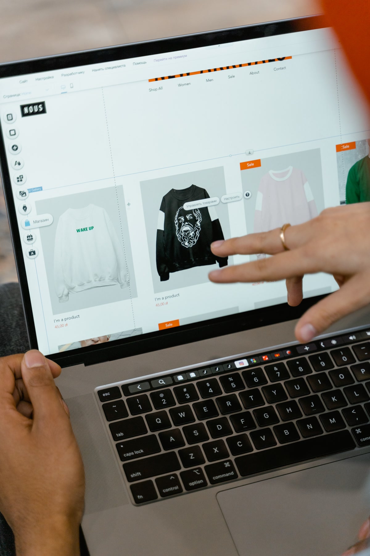 Person analyzing product reviews on a laptop for trust and transparency
