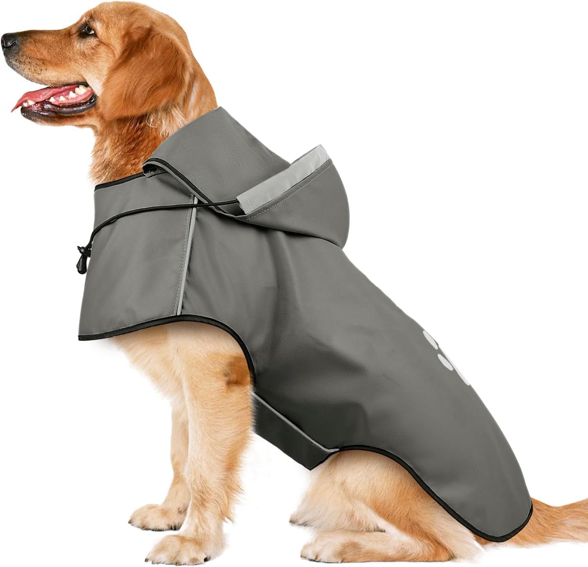 Waterproof dog rain jacket product with reflective strips