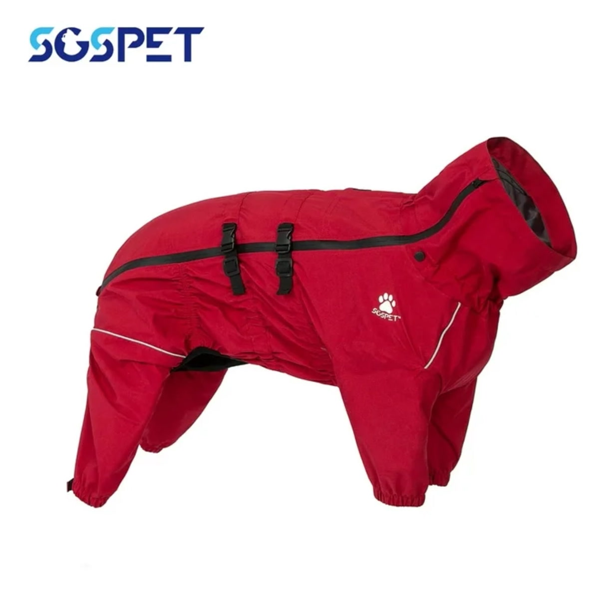 Dog rain vest with reflective strips and adjustable straps for hiking