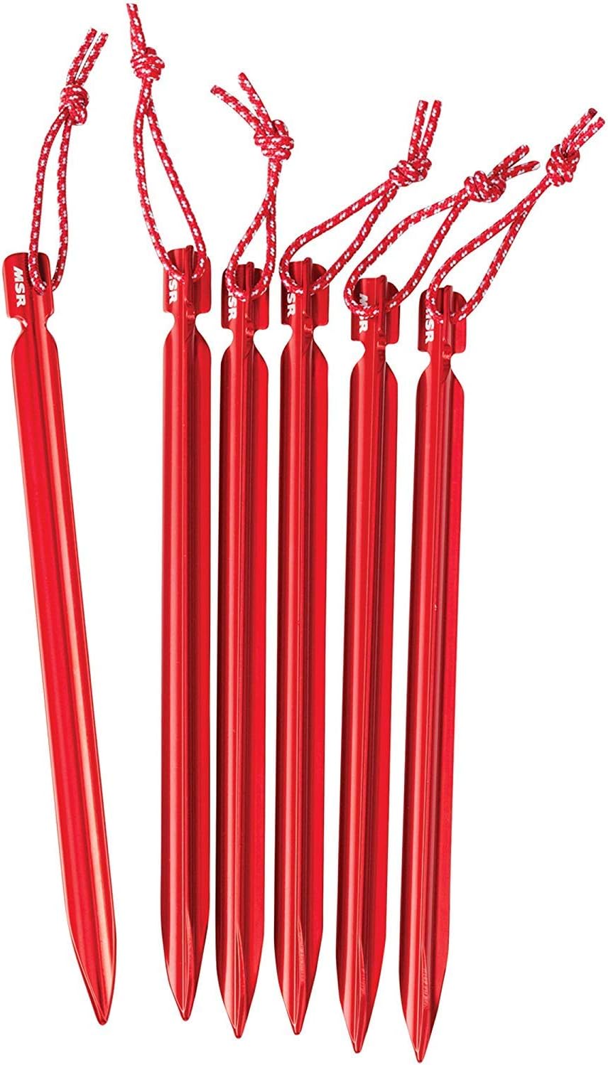 MSR Groundhog Mini tent stakes with Y-profile design and reflective pull cord