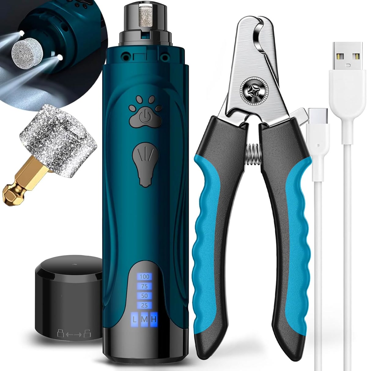 Whisper-quiet dog nail grinder designed for sensitive and nervous dogs
