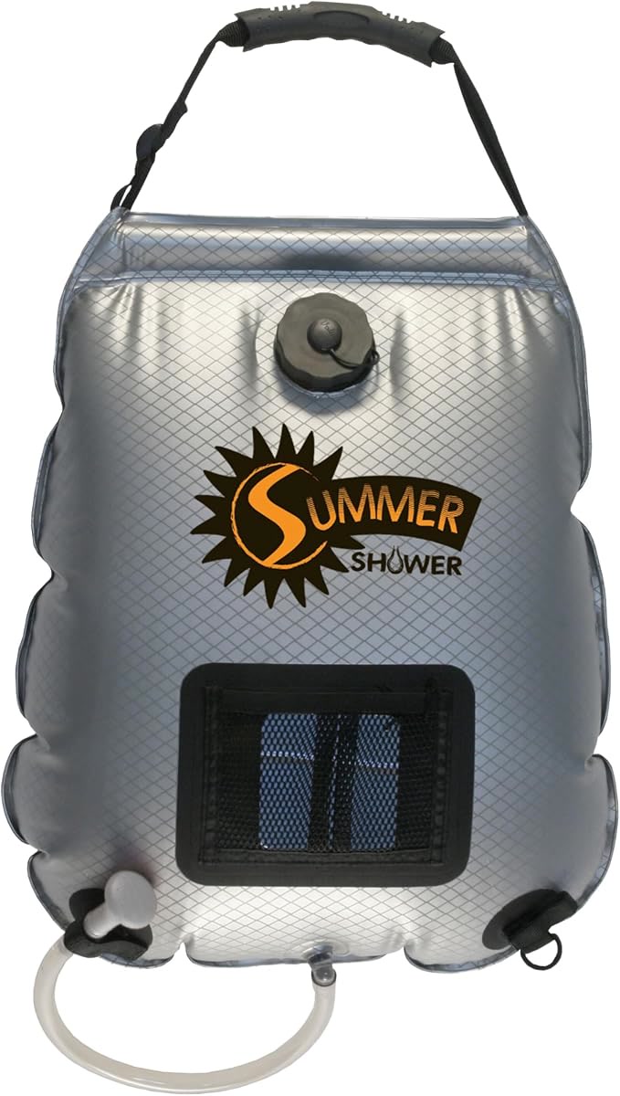 Advanced Elements summer solar shower bag for camping with reflective mirror and fill valve