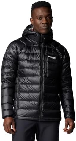 Columbia Arctic Crest down hooded jacket with Omni-Shield DWR for cold weather camping