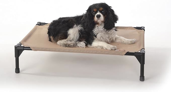 K&H outdoor elevated dog bed with 360-degree breathable mesh for small and medium dogs camping