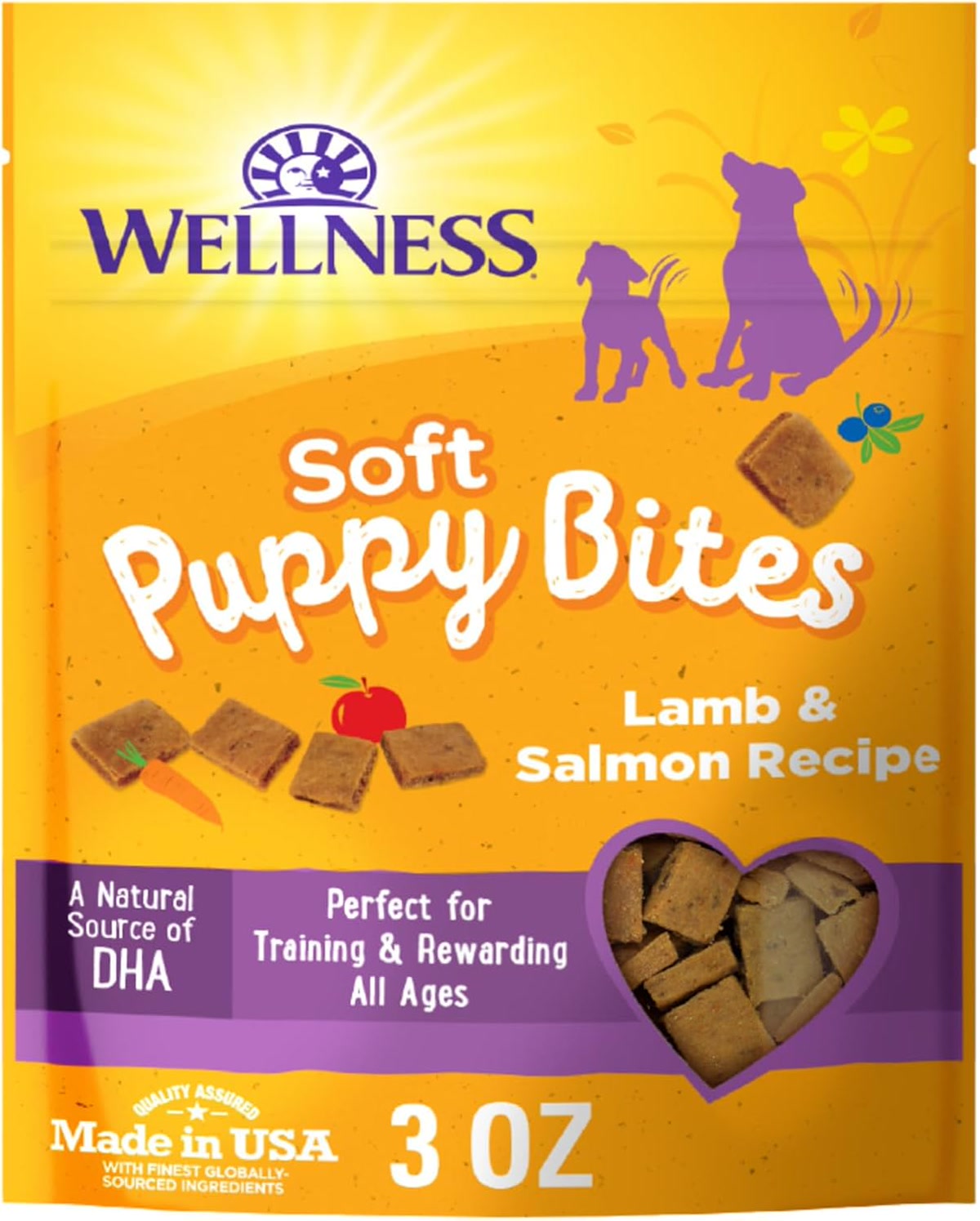 Wellness Soft Puppy Bites dog treats in lamb and salmon flavor