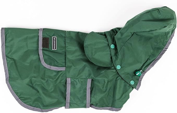 Wilderdog waterproof dog raincoat with removable hood and torso strap